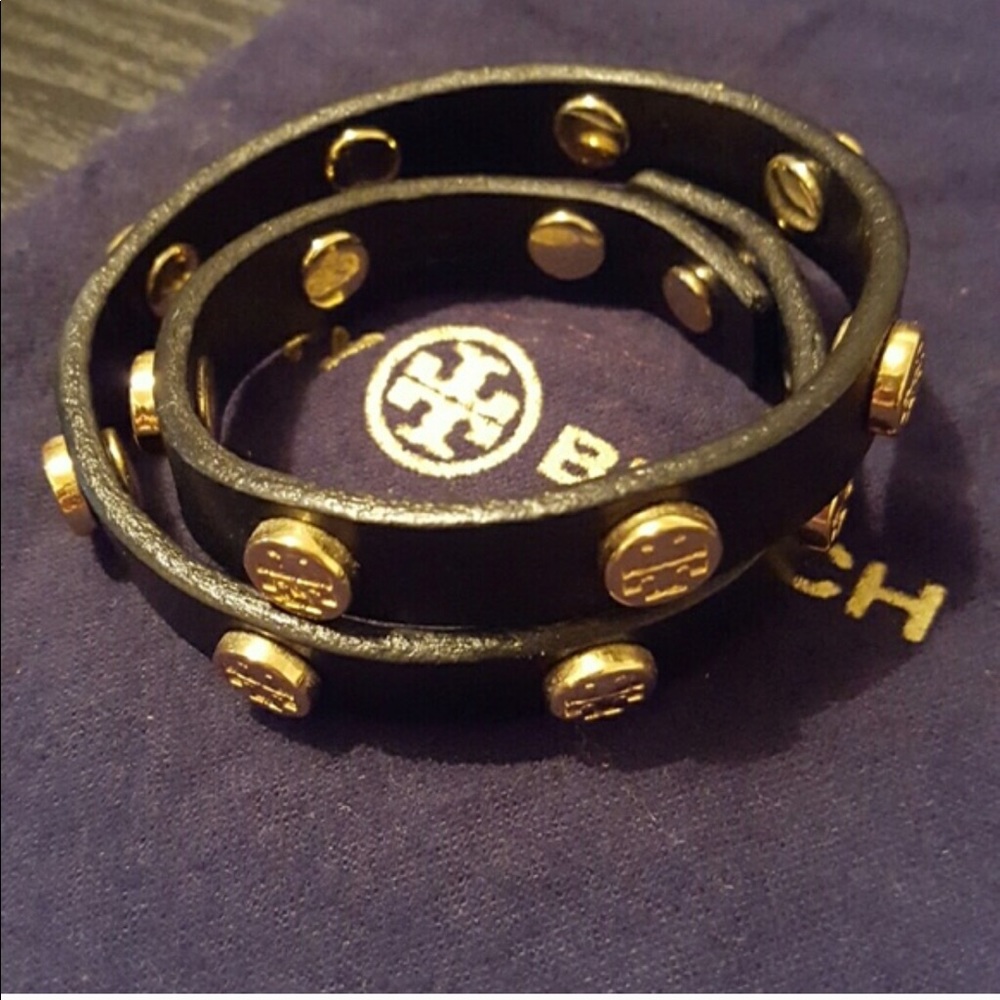 Tory Burch Double Wrap Logo Stud Bracelet